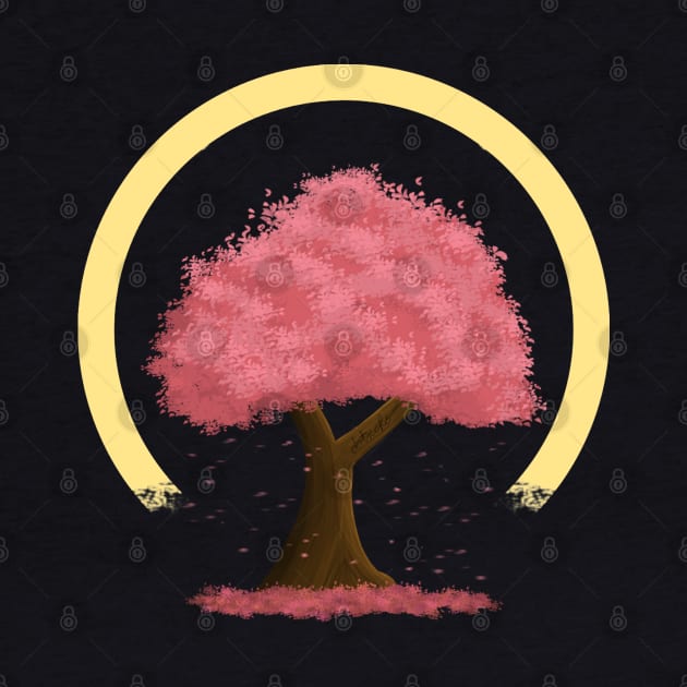 Simple Cherry Blossom Tree With Falling Leaves Version 4 by DotNeko